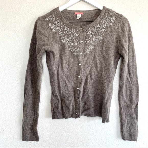 Glam Souls Cashmere Beaded Cardigan Sweater - Picture 2 of 6